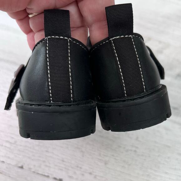 Zara Kids T-Strap Mary Jane Shoes Size EU 22 US 6 Black Embroidered Buckle Fall - Picture 6 of 9